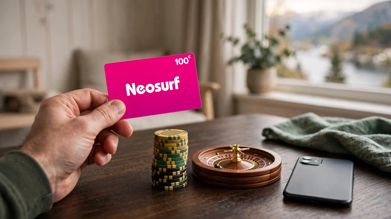 Neosurf-kupong, casinobrikker og rulett på norsk skrivebord